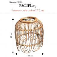 Suspension en rotin naturel de 25cm, disponible en 2 tailles, JUNE