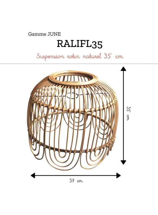 Suspension rotin naturel, disponible en 2 tailles, JUNE