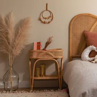 Chevet/ table appoint rotin et cannage naturel - ALMA