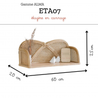 Étagère murale en rotin et cannage naturel - ALMA