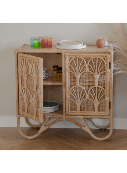 Commode en rotin et cannage naturel 85cm - PALM