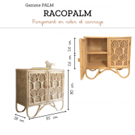 Commode en rotin et cannage naturel 85cm - PALM