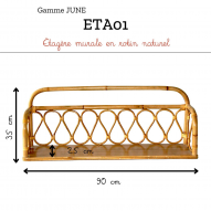 Étagère murale en rotin naturel 90CM - JUNE