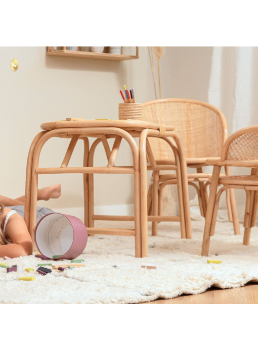 Table rectangulaire pour enfant en rotin naturel PALM