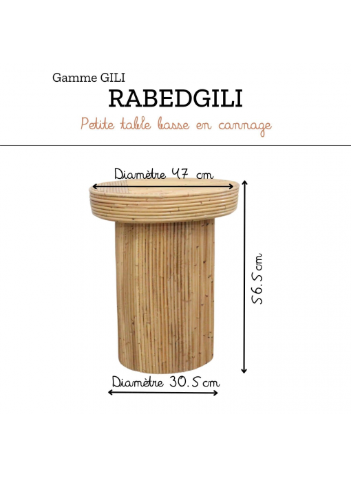 Chevet, table d'appoint rond en rotin naturel - GILI