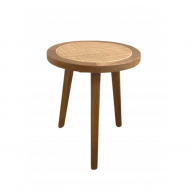 Table d’appoint, chevet, bois de mindy et cannage - RINCA