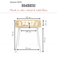 Chevet en rotin naturel et métal JAVA BLANC