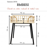 Chevet en rotin naturel et métal JAVA