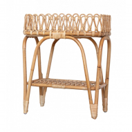 Chevet / table d'appoint en rotin naturel - plateau fantaisie JUNE