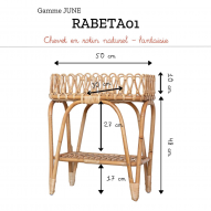 Chevet / table d'appoint en rotin naturel - plateau fantaisie JUNE