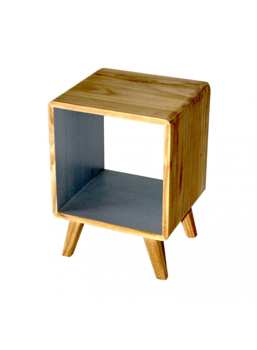 Chevet bois massif naturel et gris RÉTRO