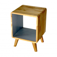 Chevet bois massif naturel et gris RÉTRO