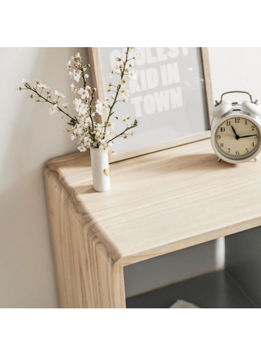 Chevet bois massif naturel et gris RÉTRO