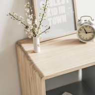 Chevet bois massif naturel et gris RÉTRO