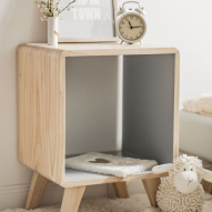 Chevet bois massif naturel et gris RÉTRO