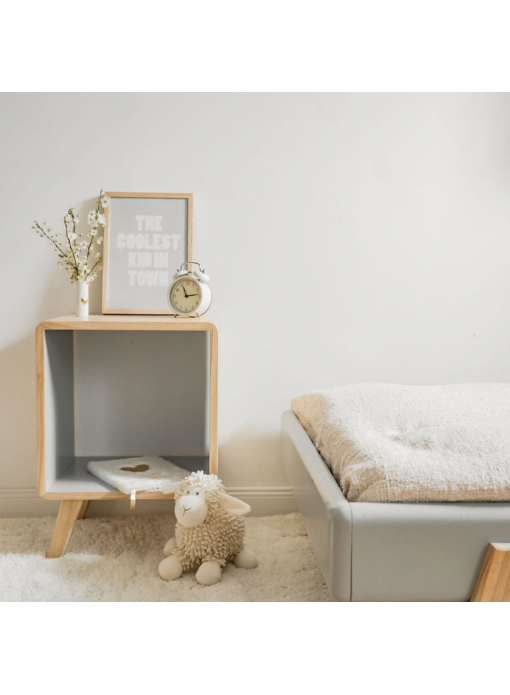 Chevet bois massif naturel et gris RÉTRO