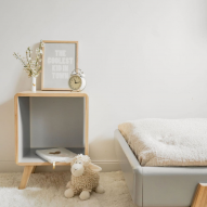 Chevet bois massif naturel et gris RÉTRO