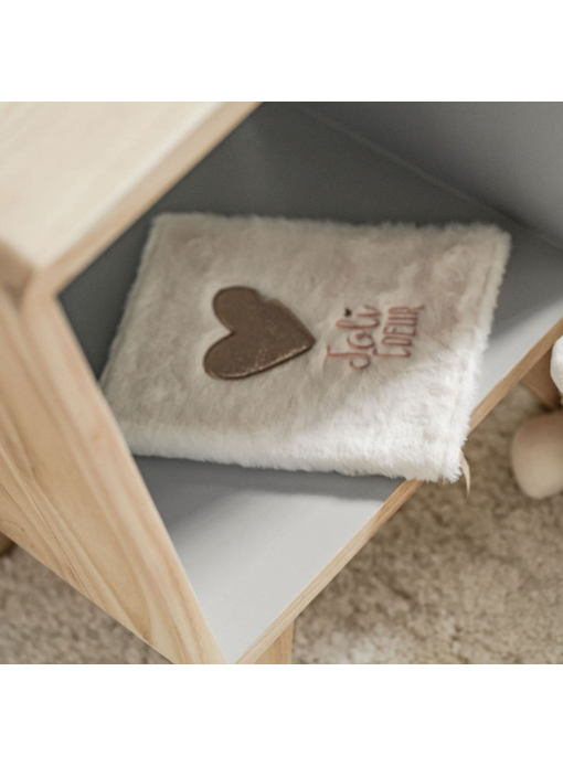 Chevet bois massif naturel et gris RÉTRO