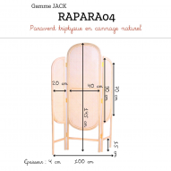Paravent triptyque en cannage naturel JACK