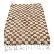 Tapis en laine Beni ouarain damier couleur terracotta 100x150cm