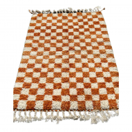 Tapis en laine Beni ouarain damier couleur orange 100x150cm