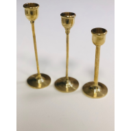 Trio bougeoirs métal doré