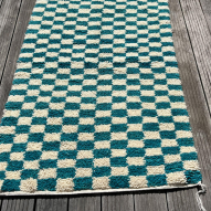 Tapis en laine Beni ouarain damier couleur bleu 100x150cm