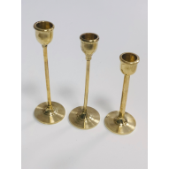 Trio bougeoirs métal doré