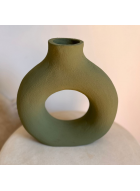 Vase fait à la main en terre cuite couleur verte - 25cm