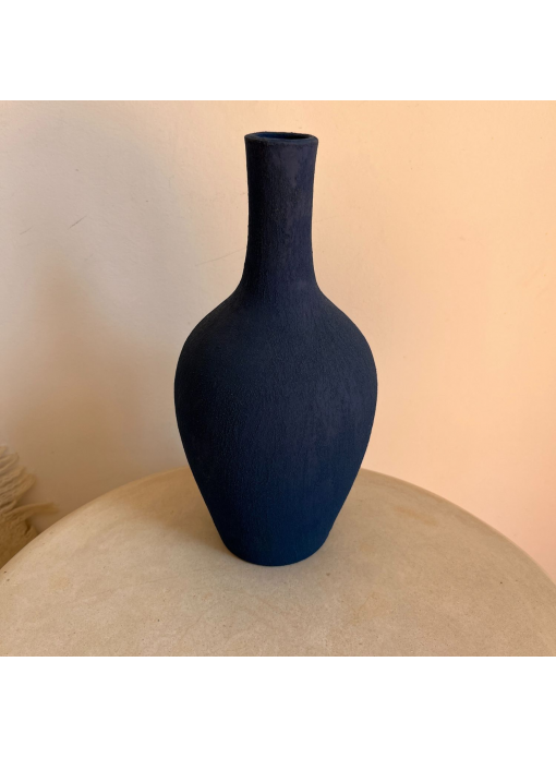 Vase fait à la main en terre cuite couleur bleu nuit - 25cm