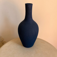 Vase fait à la main en terre cuite couleur bleu nuit - 25cm