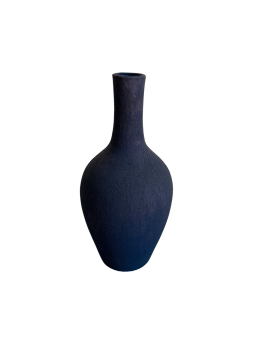 Vase fait à la main en terre cuite couleur bleu nuit - 25cm