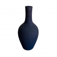 Vase fait à la main en terre cuite couleur bleu nuit - 25cm