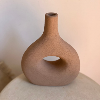 Vase fait à la main en terre cuite couleur rose - 25cm