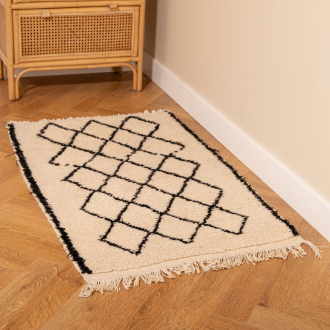 Tapis Beni Ouarain losanges noir 70x115 cm