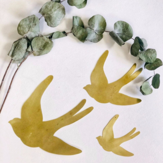 Hirondelles dorées laiton - Décoration murale