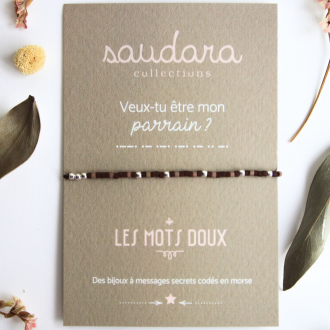 Bracelet message - Veux-tu être mon parrain? - Plaqué argent