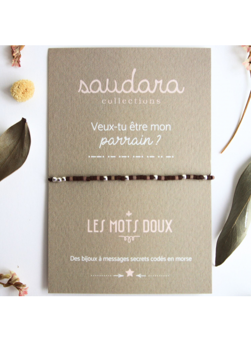 Bracelet message - Veux-tu être mon parrain? - Plaqué argent