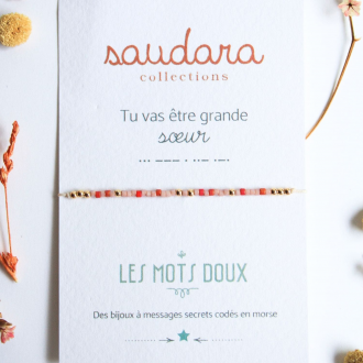Bracelet message - Tu vas être grande soeur - Plaqué or