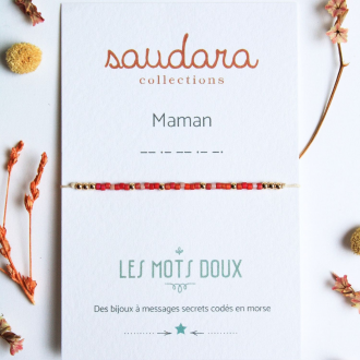 Bracelet message - Maman - Plaqué or