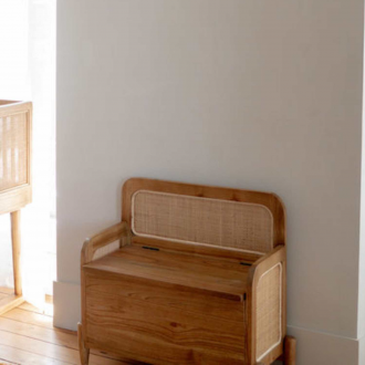 banc coffre bois et cannage CATBENCH