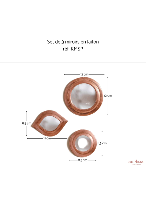 Set de 3 miroirs en laiton