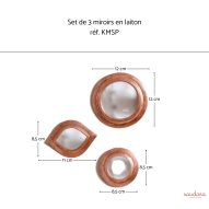 Set de 3 miroirs en laiton