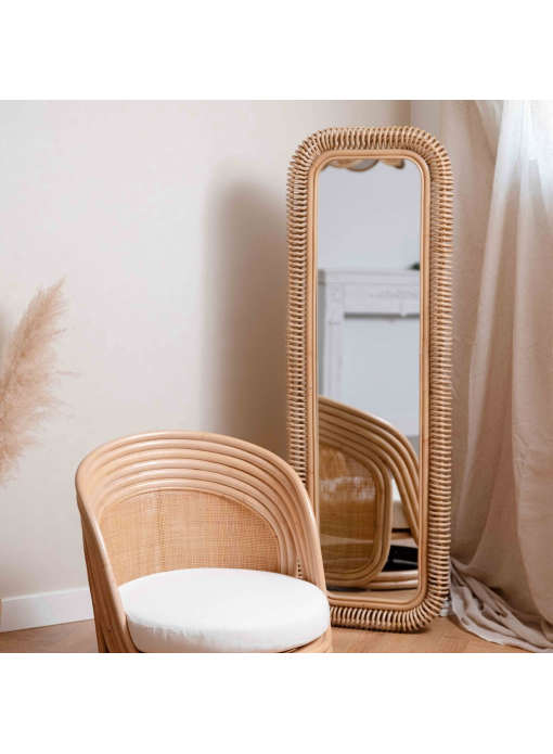 Miroir sur pied 150x50cm rotin Java