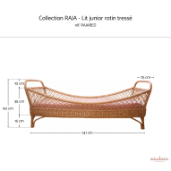 Lit enfant 70 x 140 cm en rotin Raja