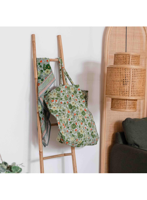 foulard green block print 100% coton