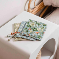 pochette zip coton block print