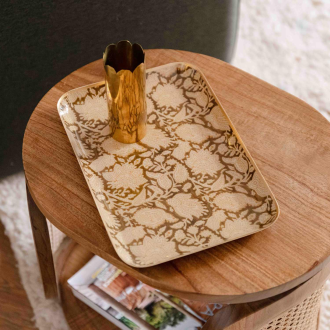 plateau emaillé kaki