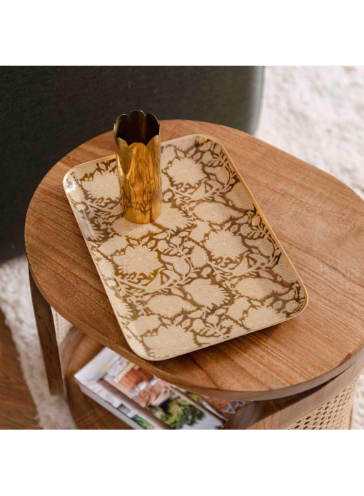 plateau emaillé kaki