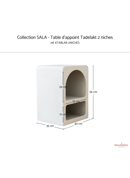 Table d'appoint tadelakt 2 niches gris clair Saudara